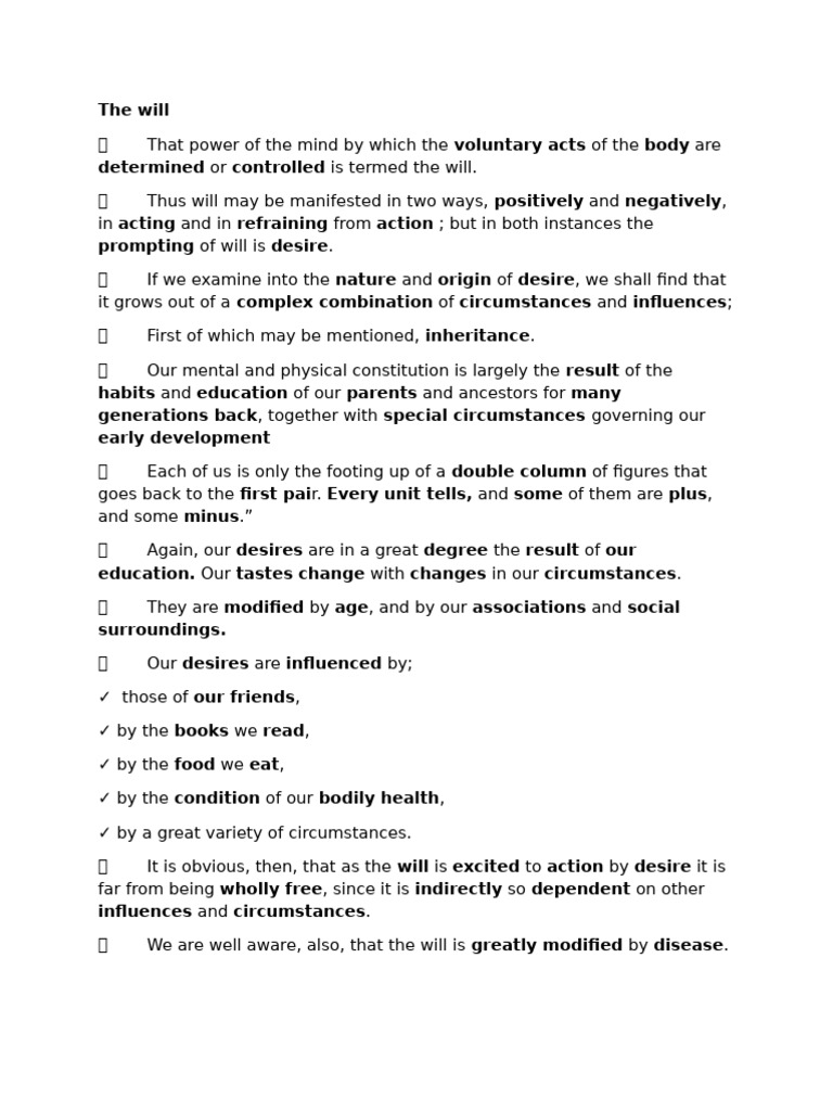 The will pdf thought mind