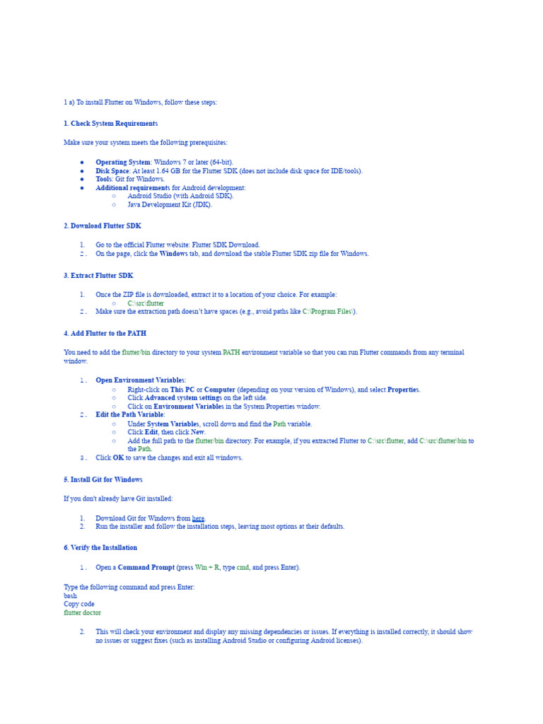 Install Flutter on Windows Guide | PDF | Android (Operating System ...
