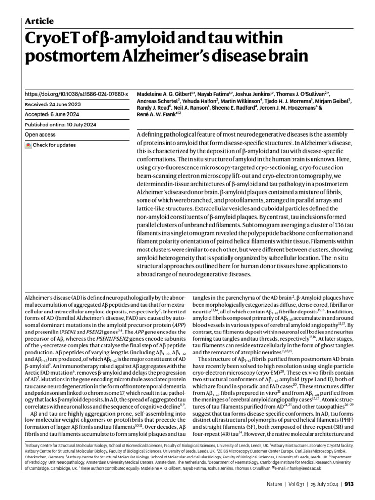 CryoET Reveals β-Amyloid and Tau in AD | PDF | Amyloid Beta | Amyloid