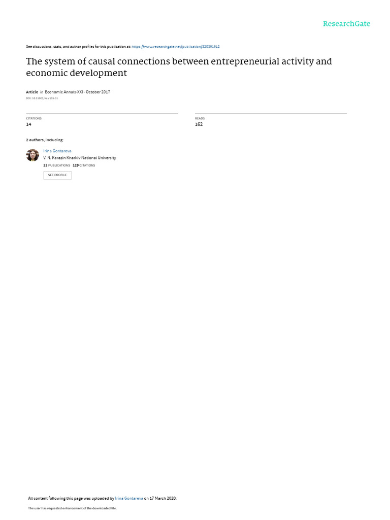 View of The System of Causal Connections Between Entrepren | PDF