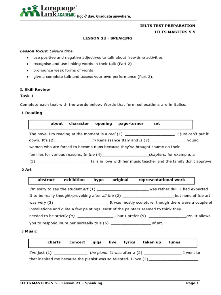 LL IELTS MASTERS 5.5 - Lesson 22 - Speaking - PR 19.06.2020 | PDF ...
