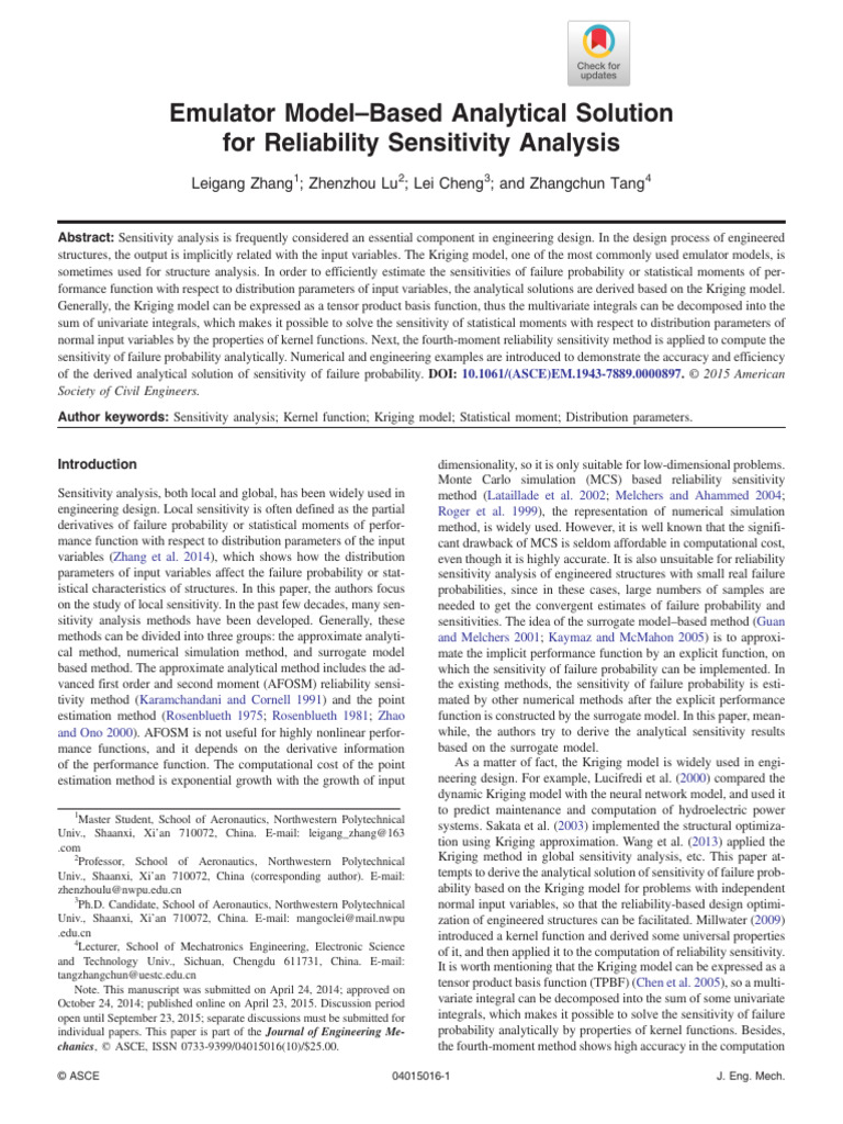 Emulator Model-Based Analytical Solution For Reliability Sensitivity ...