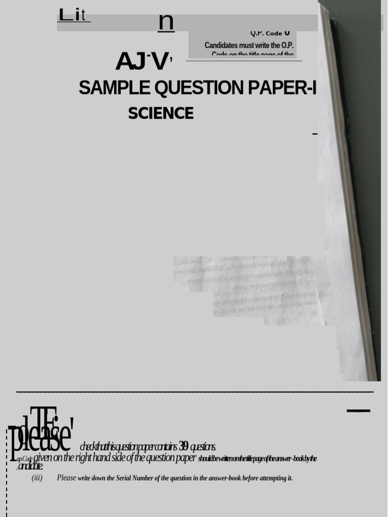 Science Sample Question Paper Guidelines | PDF