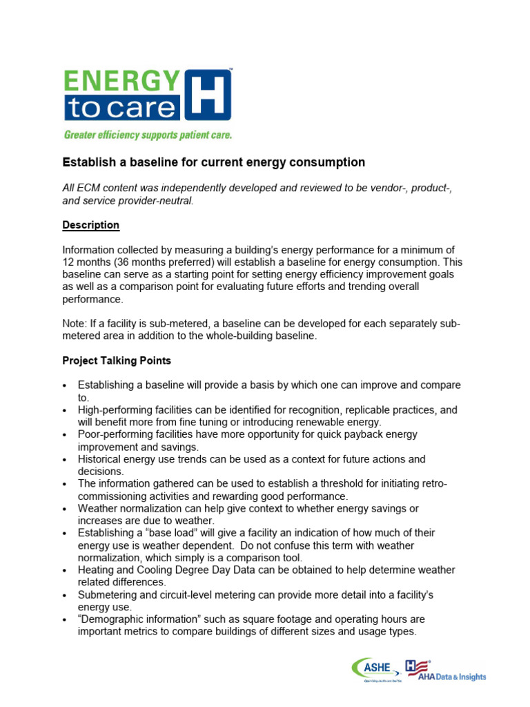 Energy Baseline Guide for Facilities | PDF | Energy Conservation ...