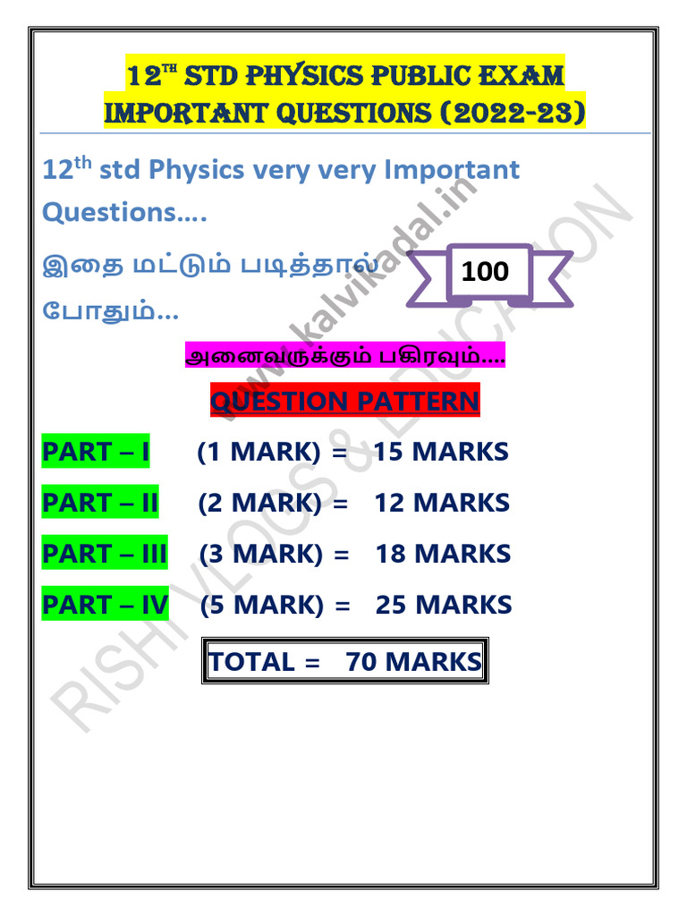 PHYSICS IMPORTANT QUESTIONS CLASS 12 STATE BOARD 2022 PDF visual data 3