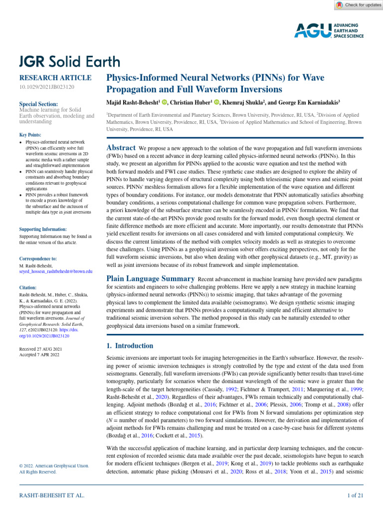 JGR Solid Earth - 2022 - Rasht Behesht - Physics Informed Neural ...