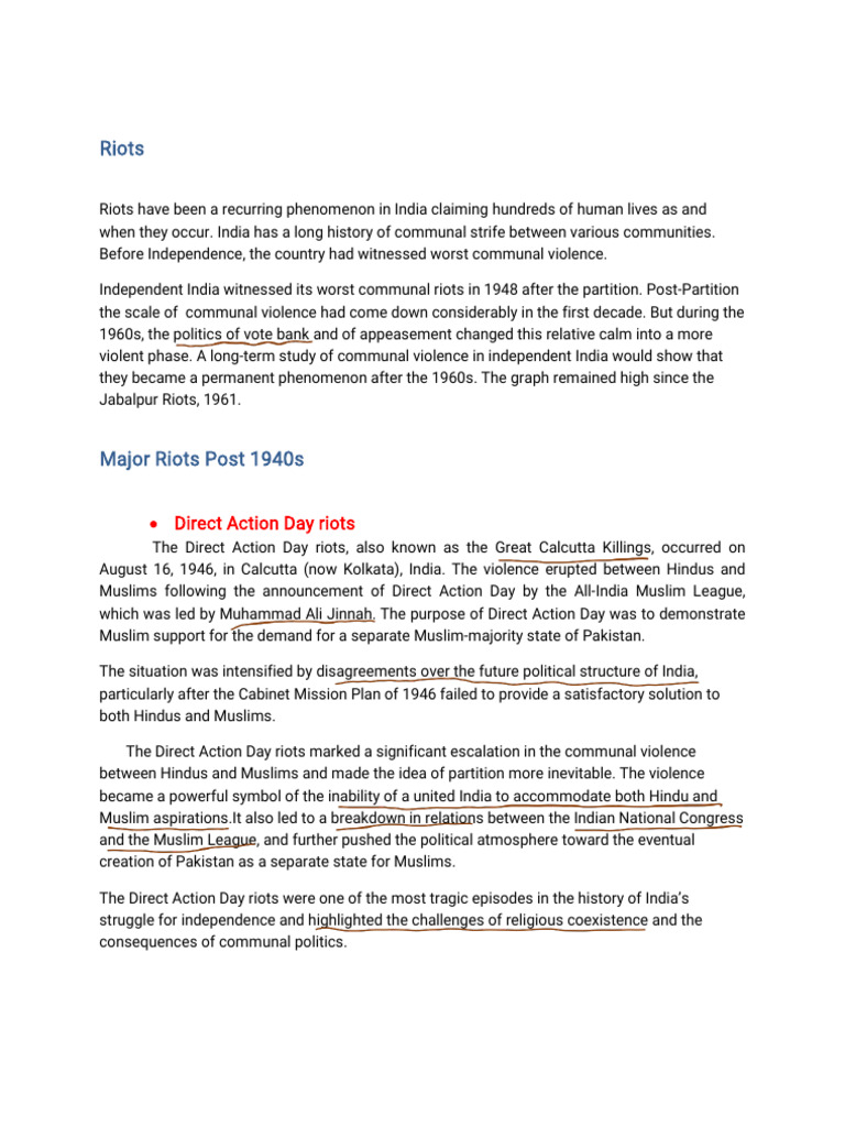 Riots | PDF | Partition Of India | Politics Of India