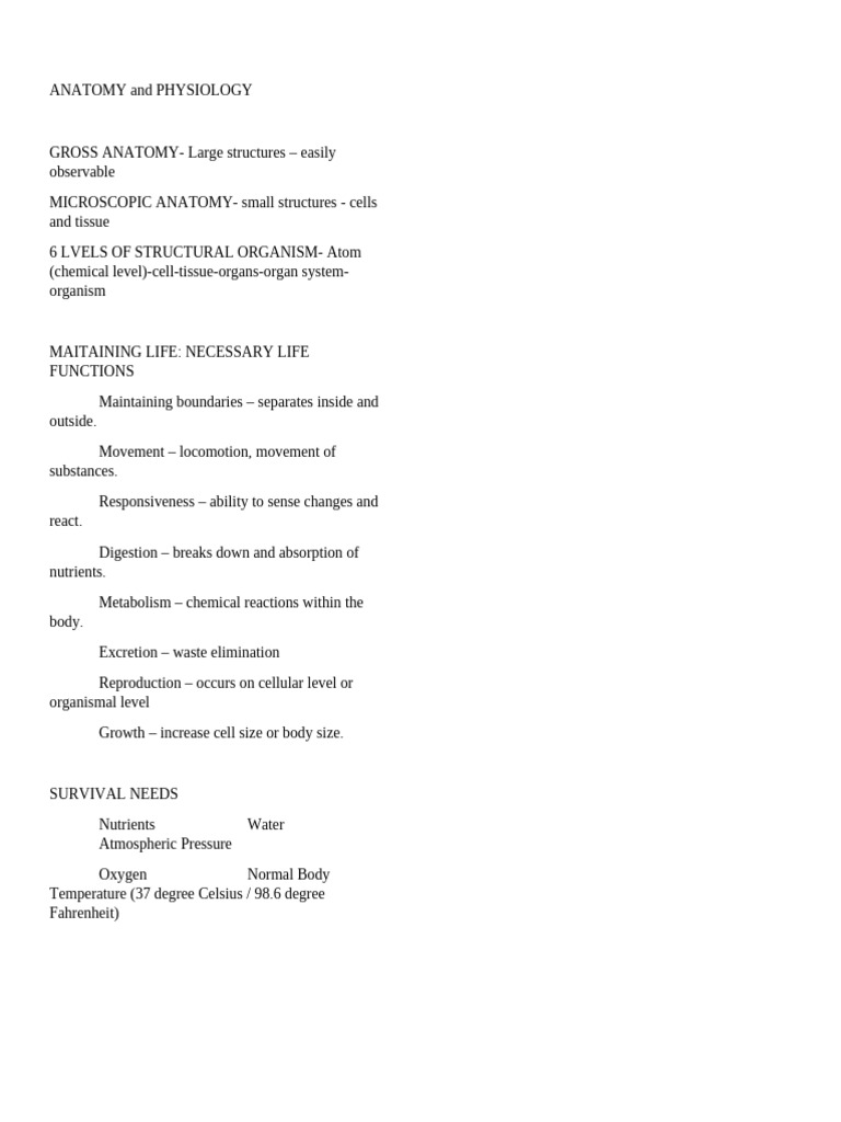 Anatomy and Physiology Overview | PDF | Central Nervous System | Neuron