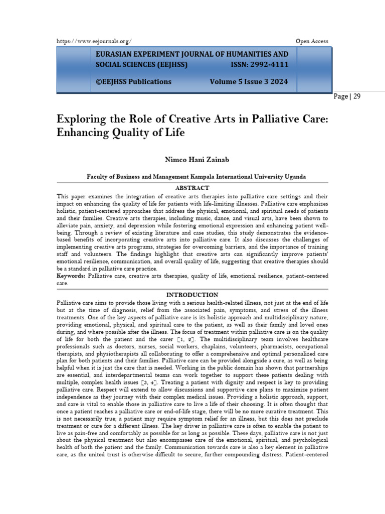 Creative Arts in Palliative Care Benefits | PDF | Palliative Care | Art ...