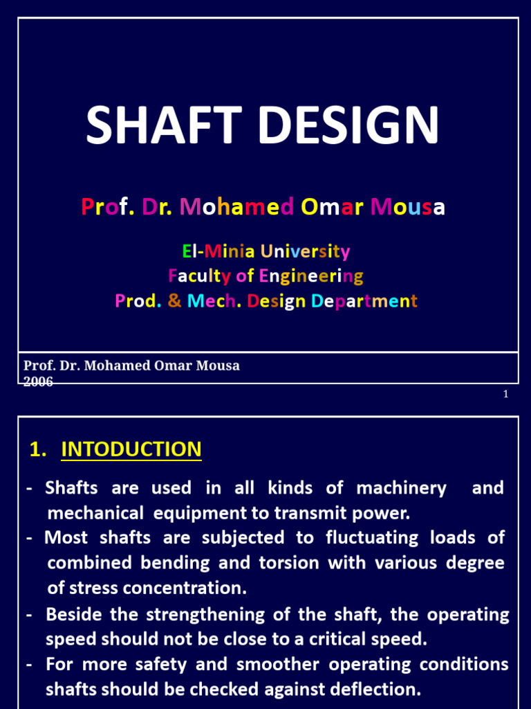 Shaft Design | PDF | Stress (Mechanics) | Bending