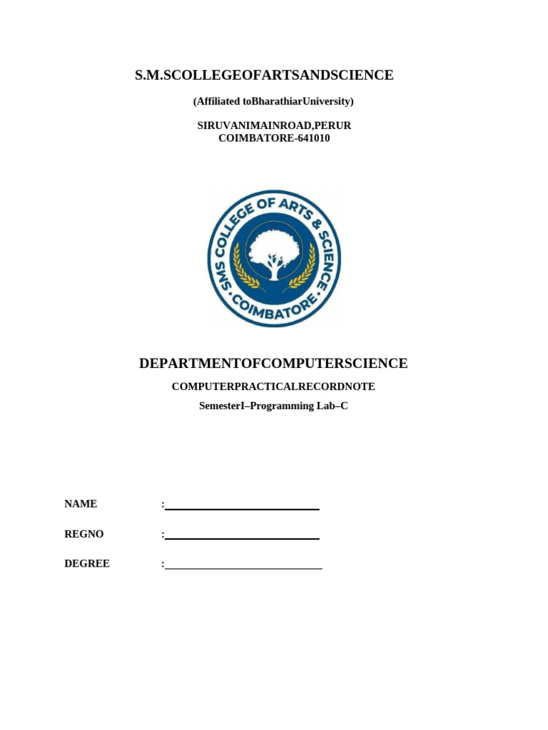 C Lab Record FINAL CS-IT-BCA To Print 2023 Batch | PDF | Text File ...