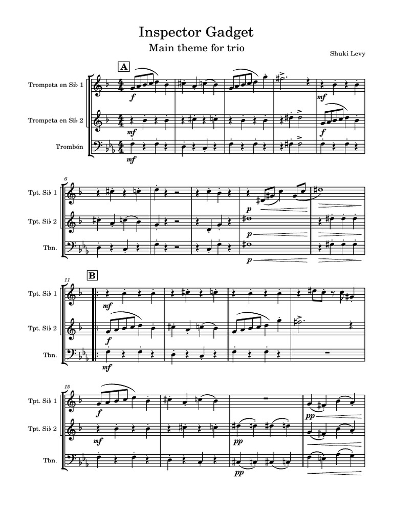 Inspector Gadget-Partitura - y - Partes | PDF | Television Series Created
