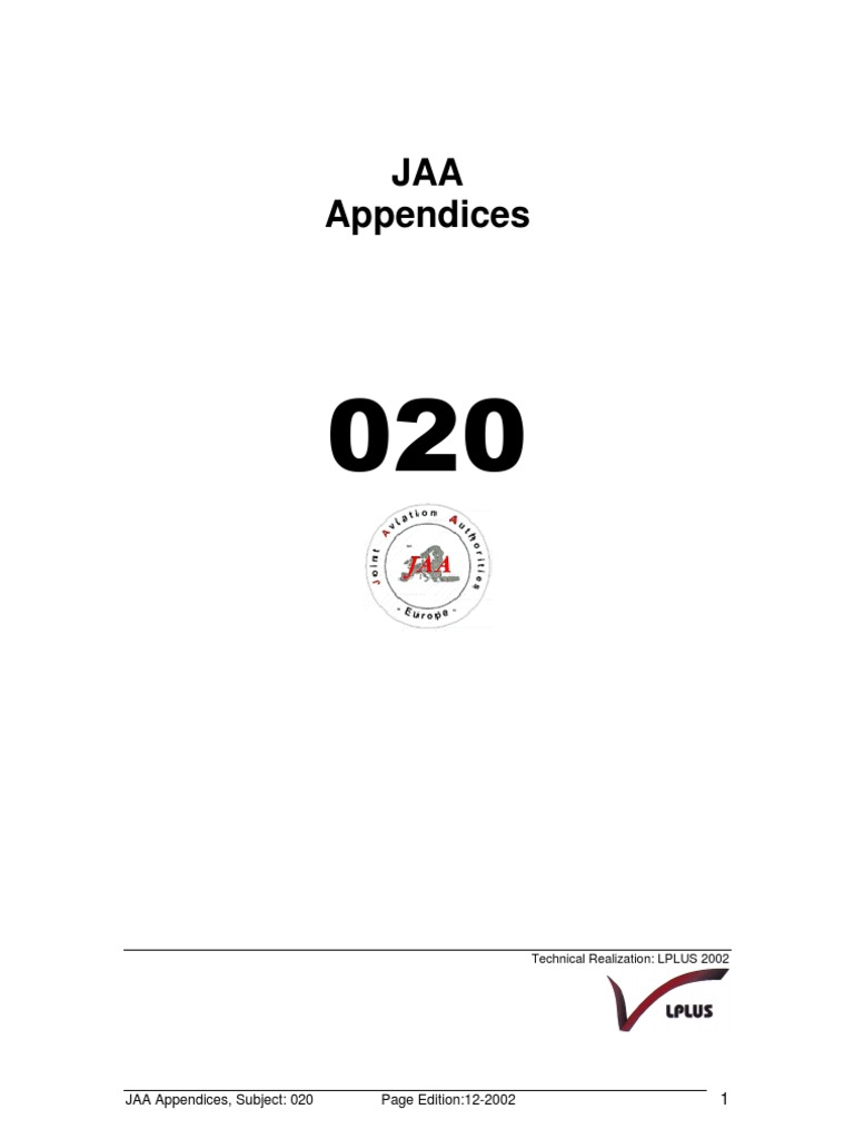 JAA Appendices Subject 020 Overview | PDF