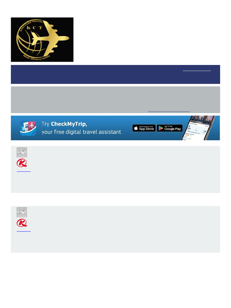 Kenya Airways Flight Itinerary Summary | PDF | Transport Companies ...