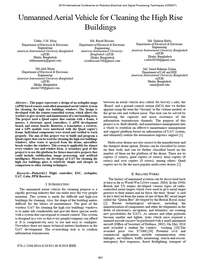 UAV Design for High-Rise Window Cleaning | PDF | Unmanned Aerial ...