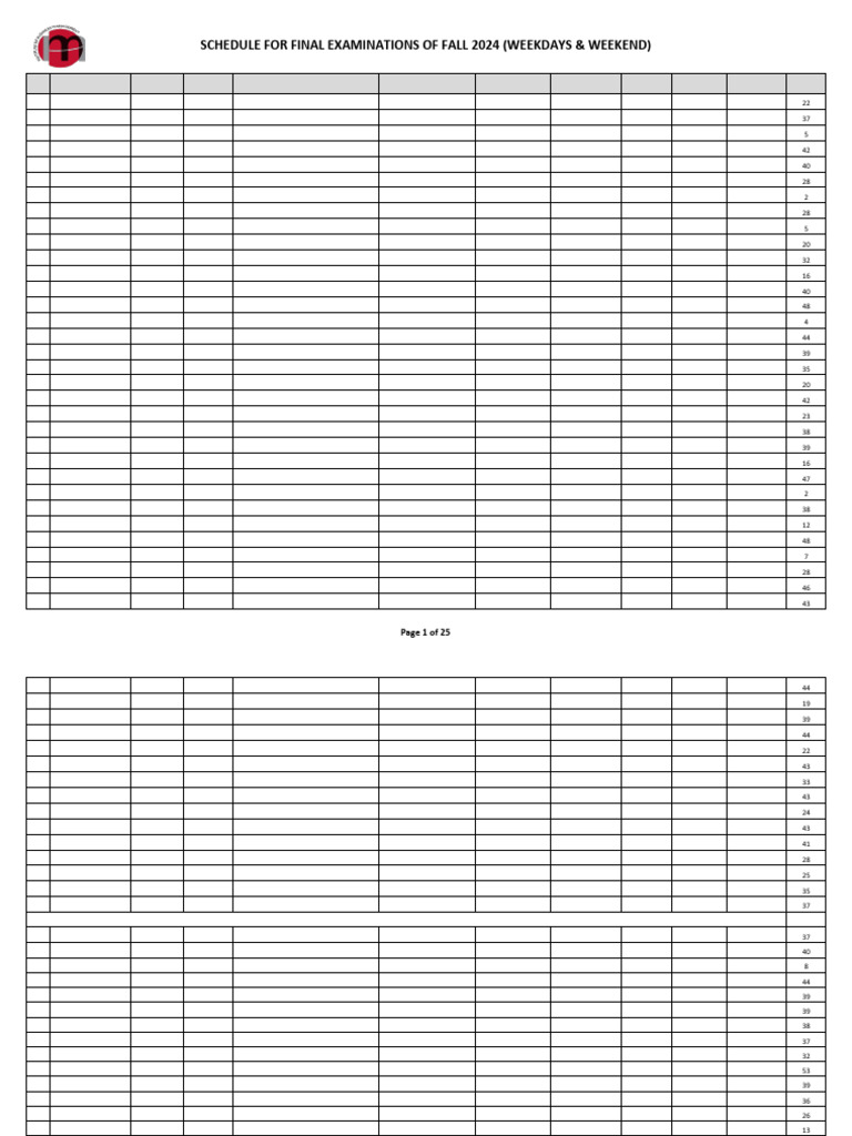 Fall 2024 Final Exam Schedule | PDF | Economics | Business