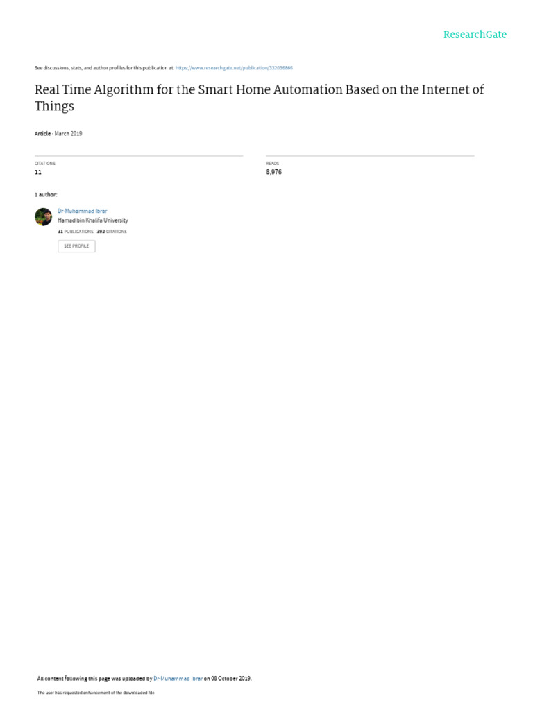 Real Time Algorithm For The Smart Home | PDF | Internet Of Things ...