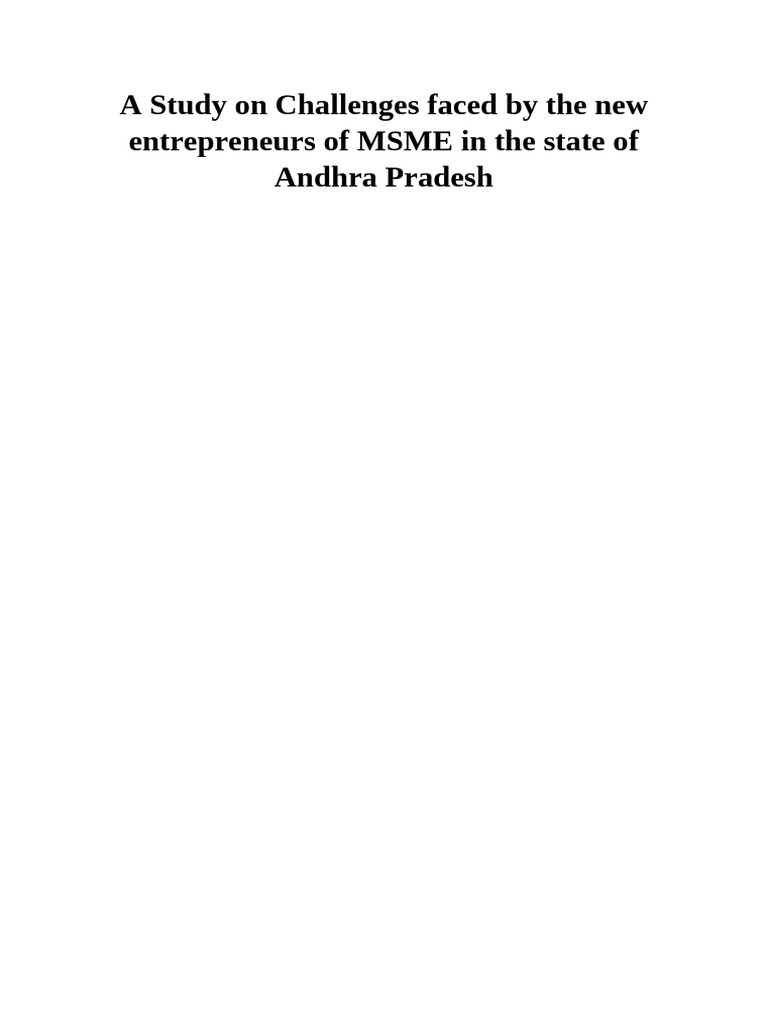 A Study On Challenges Faced by The New Entrepreneurs of MSME in The ...