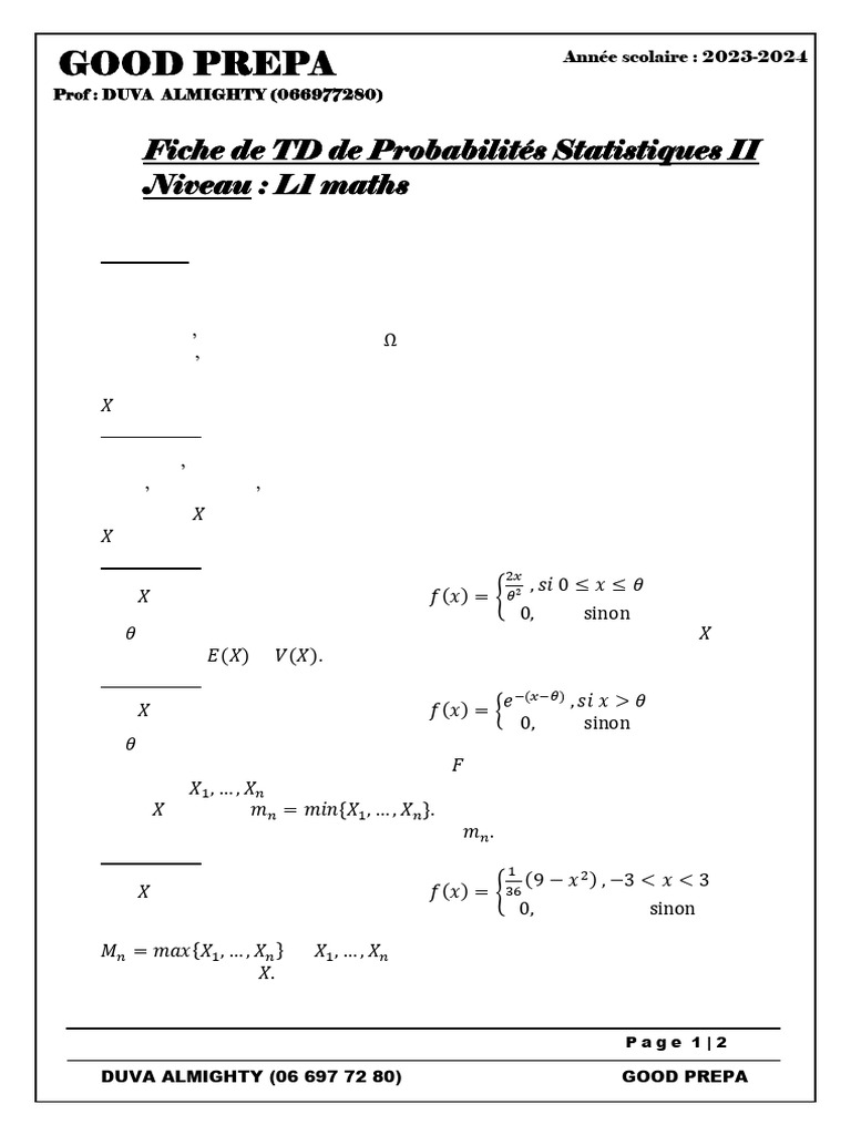 Exercices de Probabilités et Statistiques | PDF | Estimateur ...