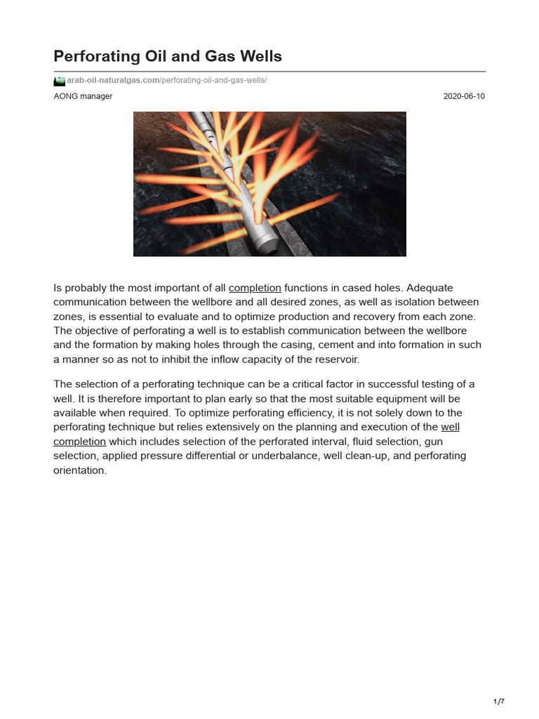 Perforating Techniques for Oil Wells | PDF | Casing (Borehole) | Oil Well