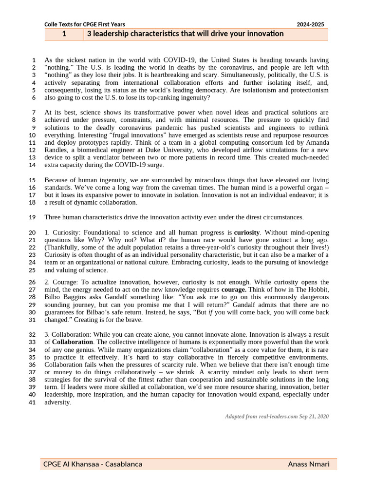 Innovation Leadership Traits for 2024 | PDF