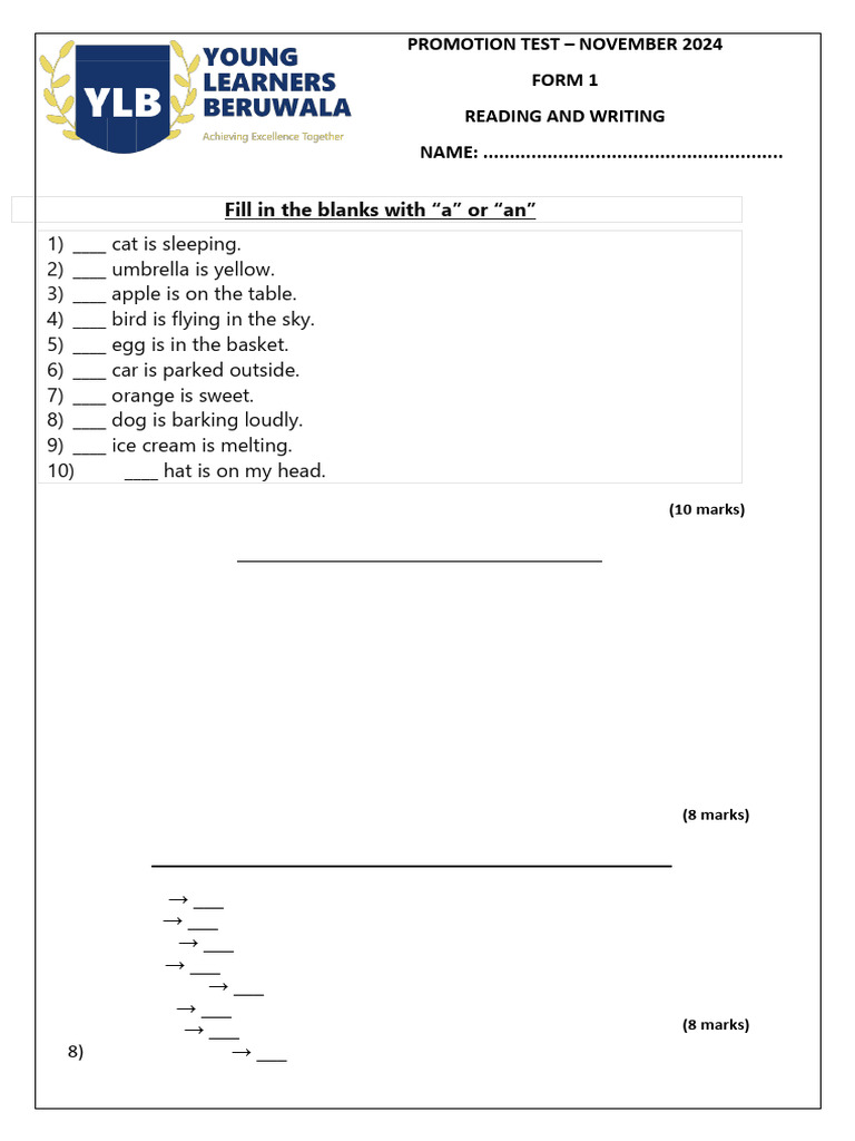 Form 1_R&W | PDF | Syntax | Grammar