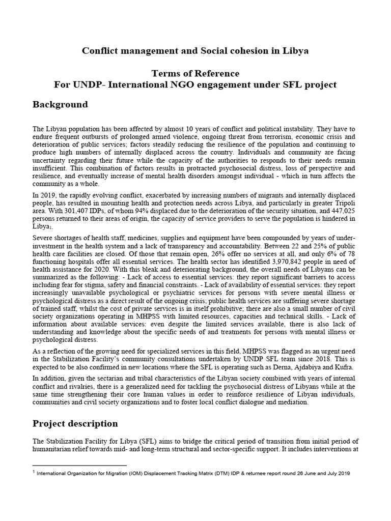 Conflict Management and MHPSS in Libya | PDF | Capacity Building | Libya