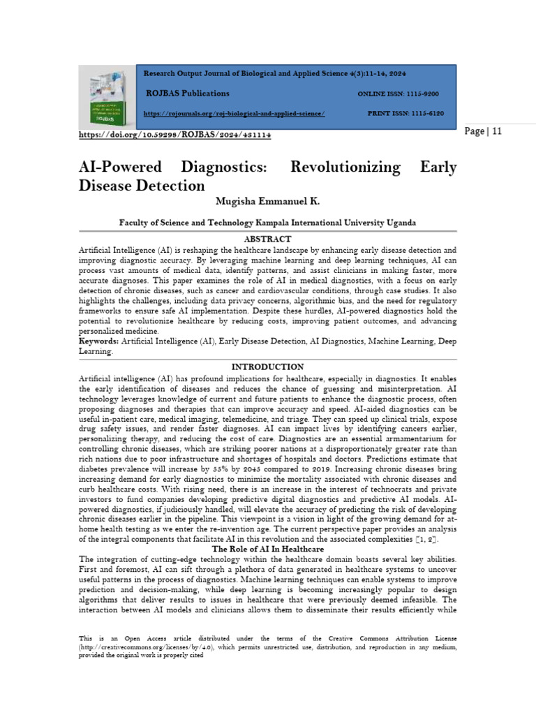 AI in Early Disease Detection | PDF | Medical Diagnosis | Artificial ...