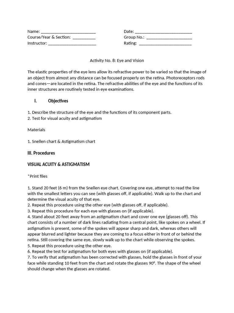 Eye Structure and Vision Testing Guide | PDF | Eye | Visual Acuity