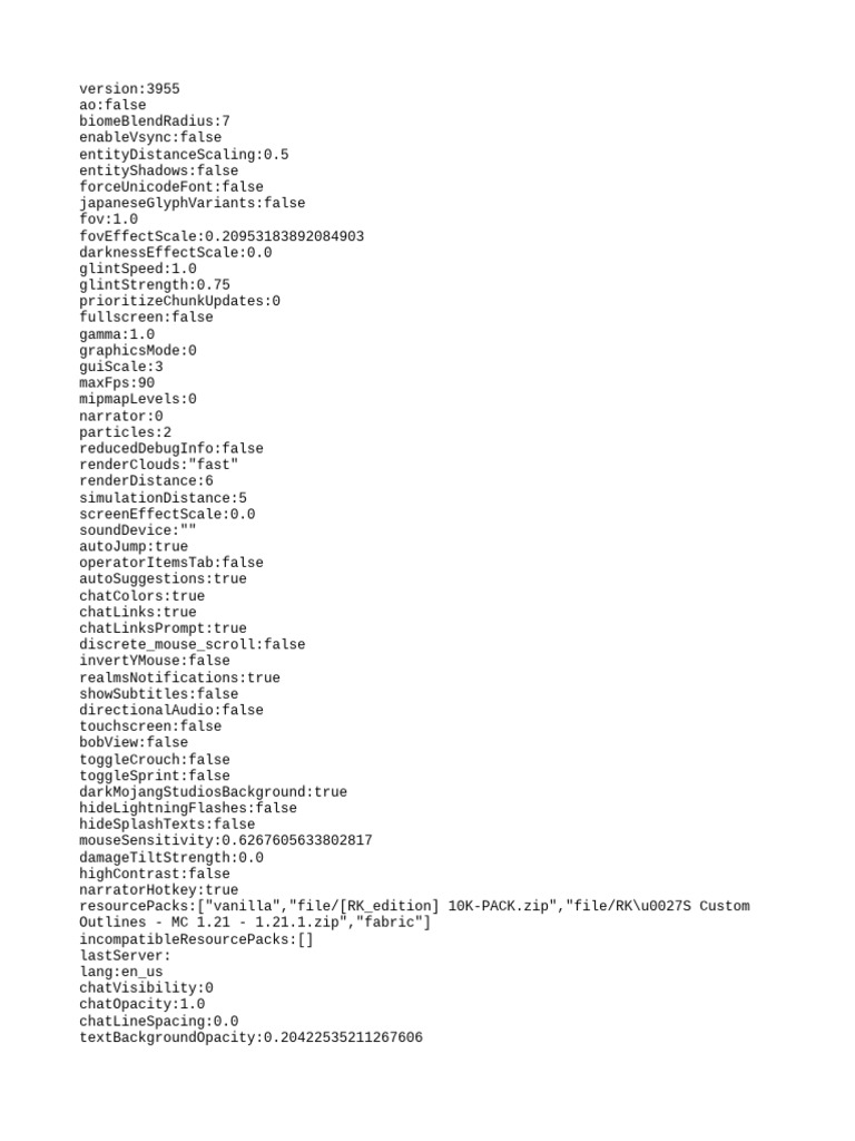 Minecraft Configuration Settings Guide | PDF