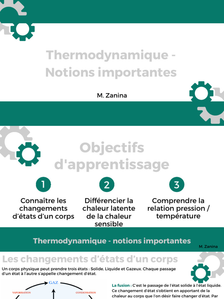 Notions clés en thermodynamique | PDF | Enthalpie de changement d'état ...