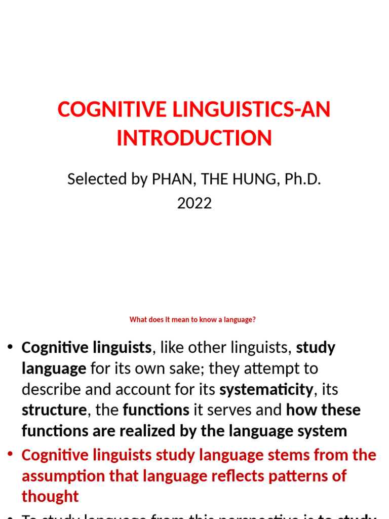 Introduction to Cognitive Linguistics | PDF | Linguistics | Semantics