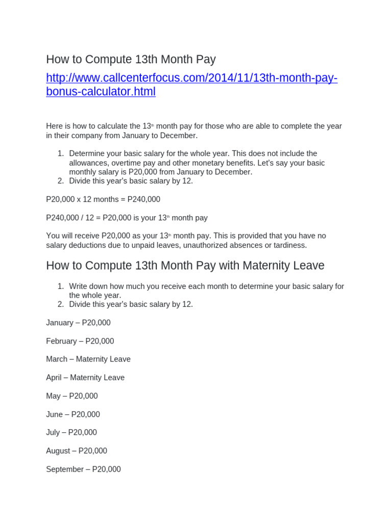 13th-month-pay-computation-pdf-salary-industrial-relations