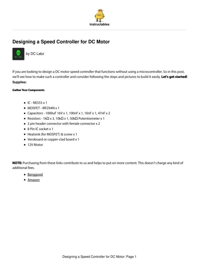 Variable Motor Speed Controller | PDF | Printed Circuit Board | Electronics