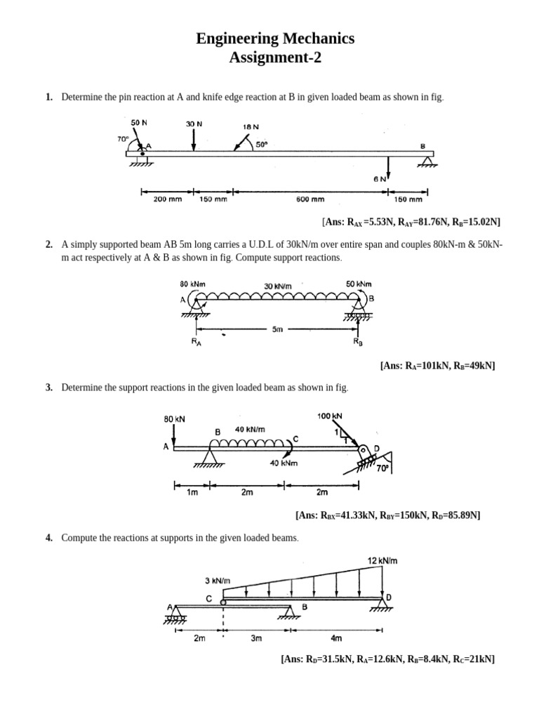 Assignment 2 Statically Determinate structure | PDF | Bending | Beam ...