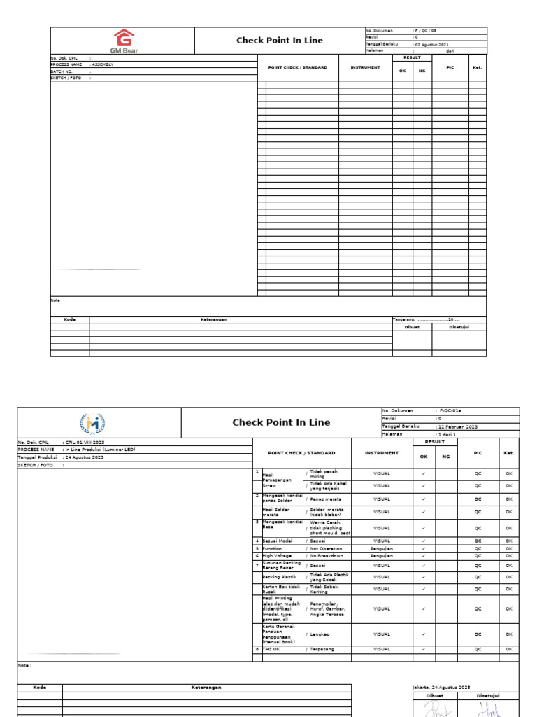 Proses QC In Line Produksi LED | PDF