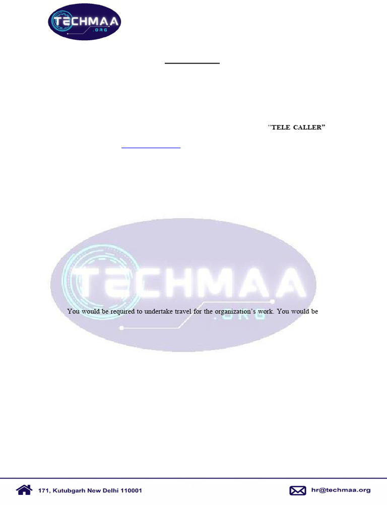 Tele Caller Job Offer Details | PDF | Employment | Justice