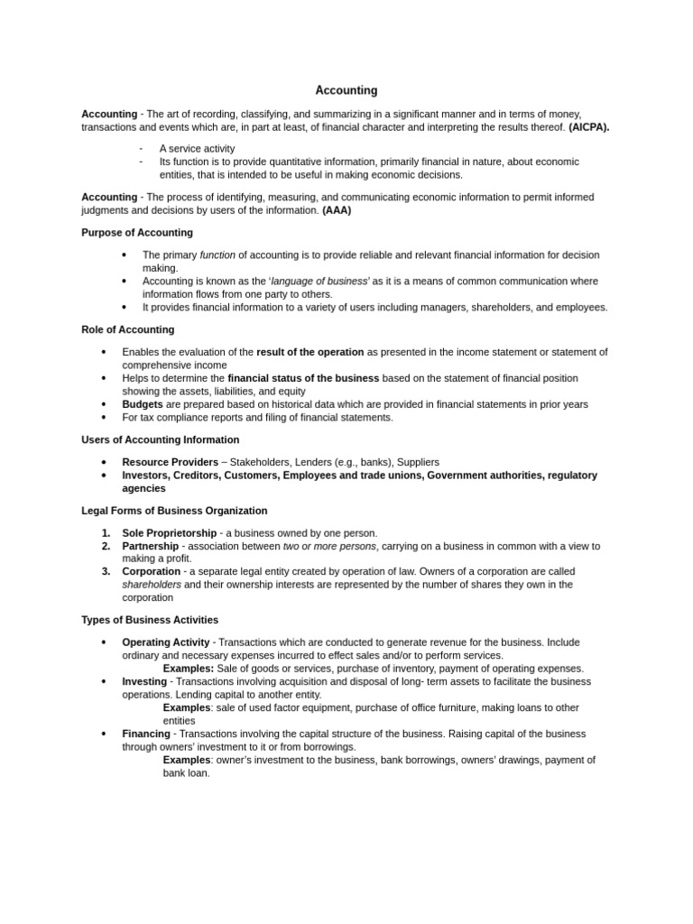 Accounting Reviewer | PDF | Debits And Credits | Expense