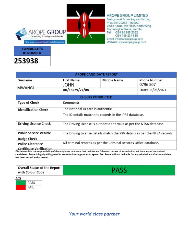 Arope Candidate Background Check Report | PDF