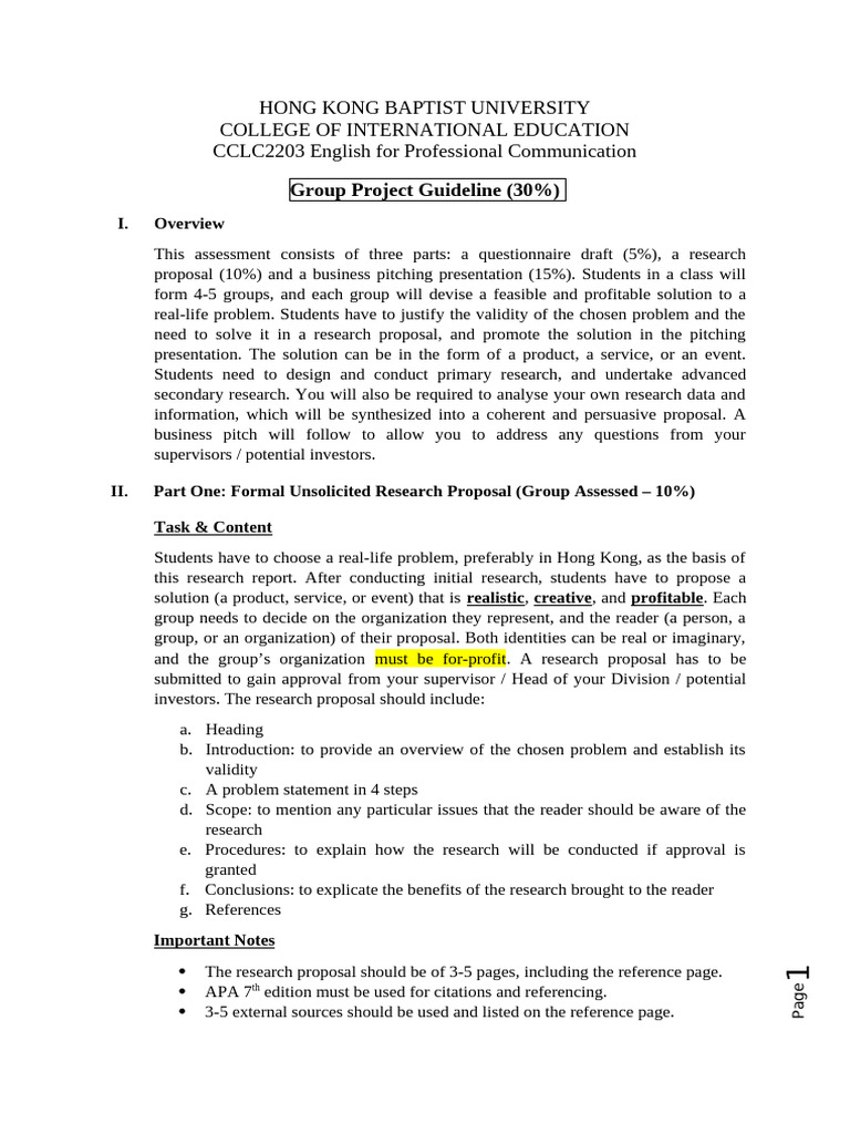 Group Project Guidelines for CCLC2203 | PDF | Turnitin