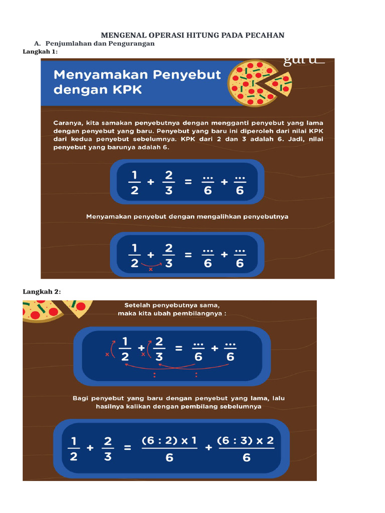 Mengenal Operasi Hitung Pada Pecahan | PDF