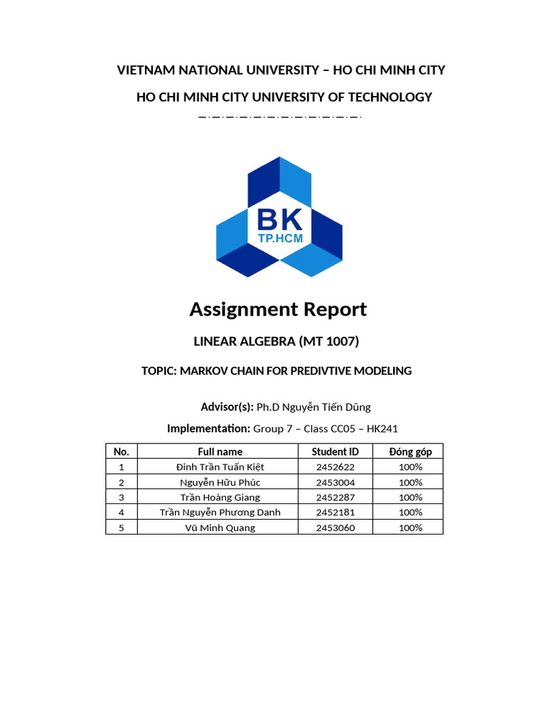 Markov Chain Predictive Modeling Report | PDF | Markov Chain | Applied ...