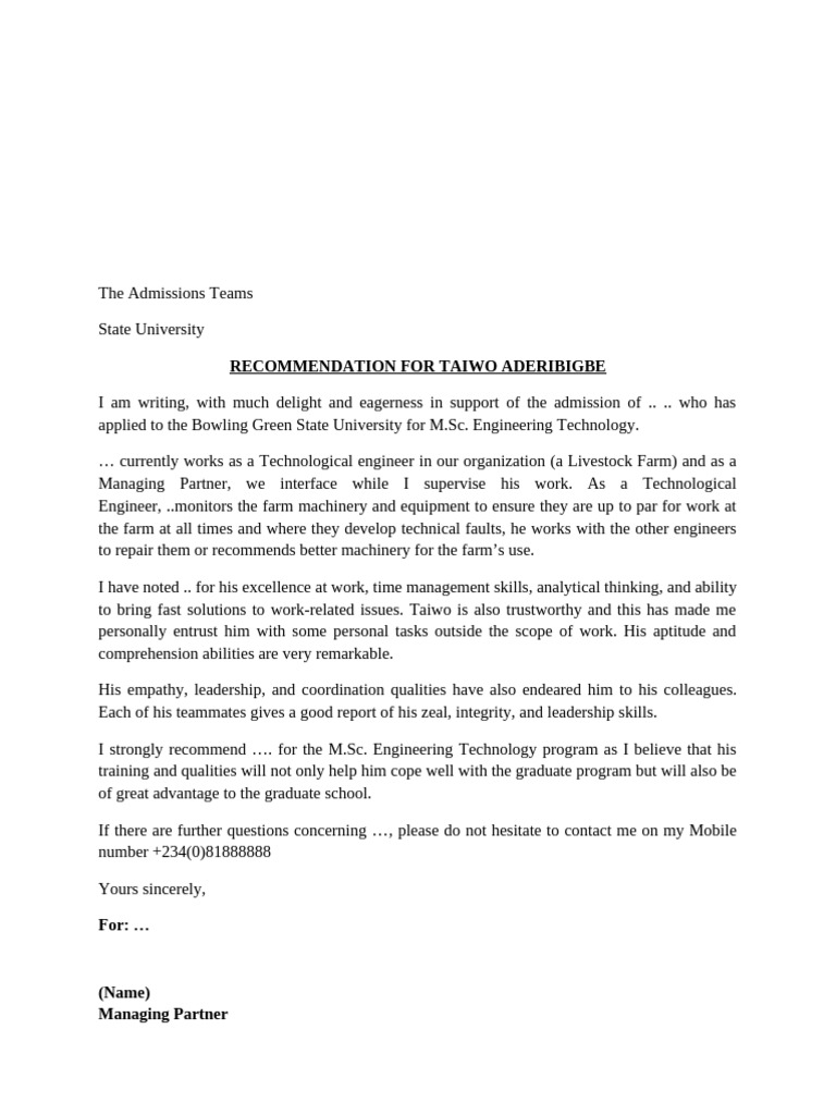 Sample Reference Letter | PDF