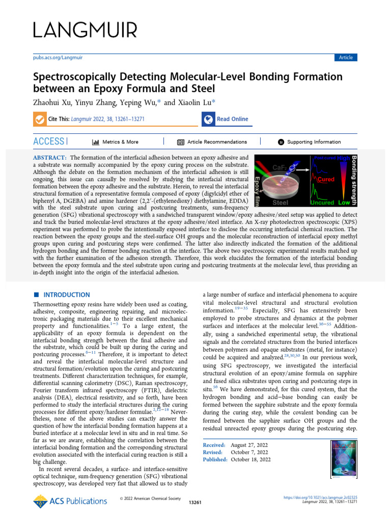 Xu Et Al 2022 Spectroscopically Detecting Molecular Level Bonding ...