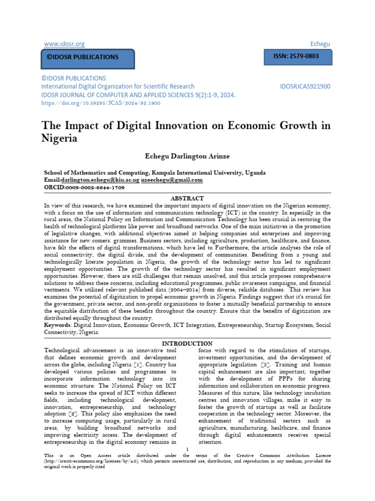 The Impact of Digital Innovation On Economic Growth in Nigeria (WWW ...