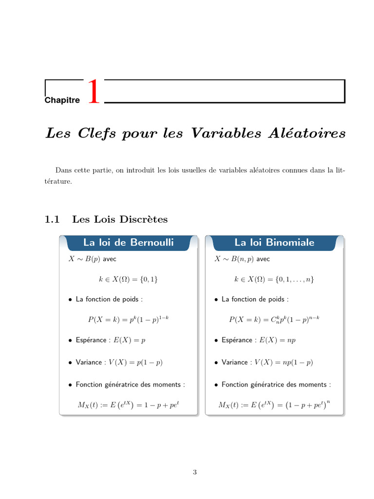 Lois des Variables Aléatoires Essentielles | PDF | Variance ...