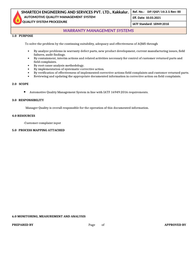 Warranty Management System Overview | PDF | Quality Management
