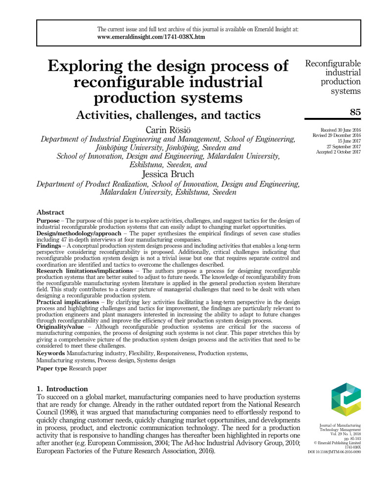 Exploring The Design Process of Reconfigurable Industrial Production ...