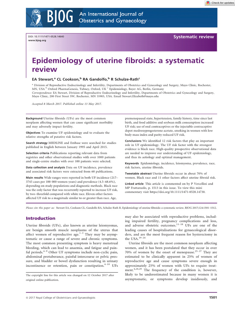 BJOG - 2017 - Stewart - Epidemiology of Uterine Fibroids A Systematic ...