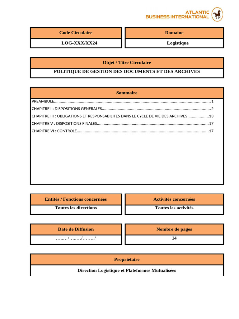 Politique de Gestion des Documents | PDF | Archives | La gestion des ...